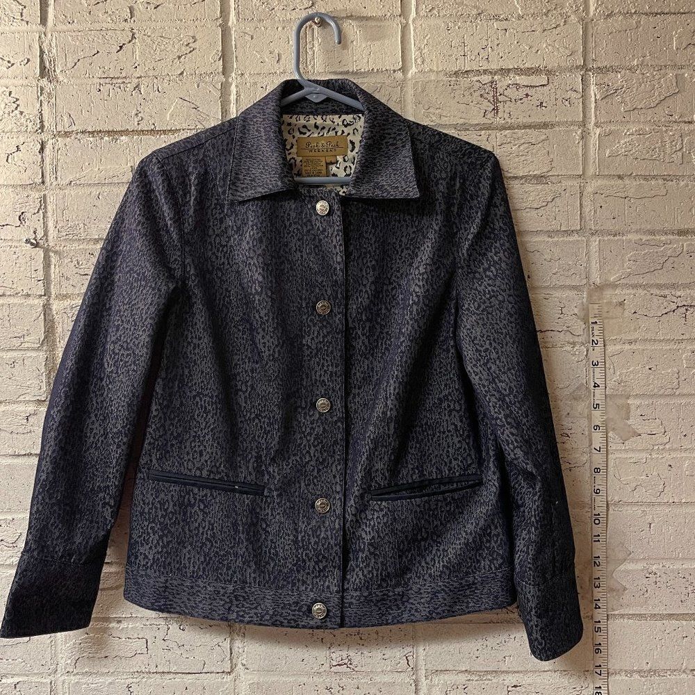 Peck & Peck Weekend Animal Print Blue Blazer Jacket 6